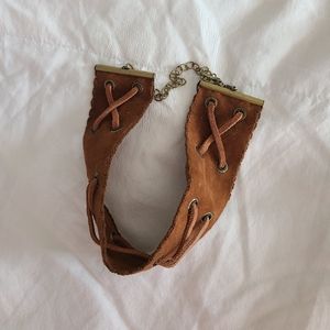 Free People Brown suede gold choker